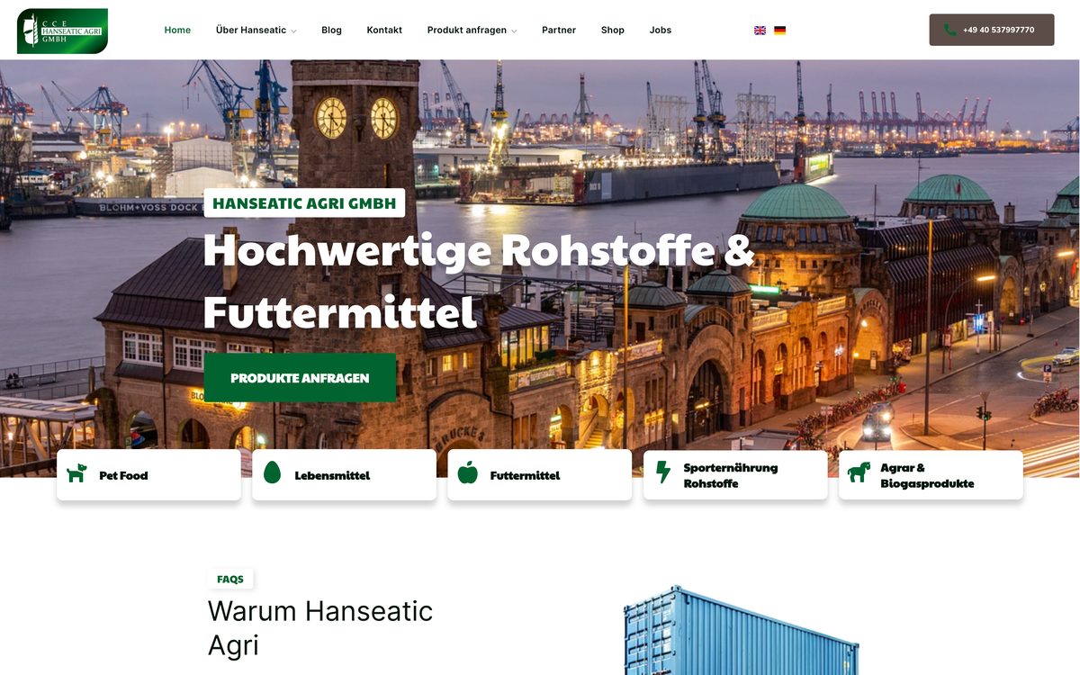 Webseite von hanseatic